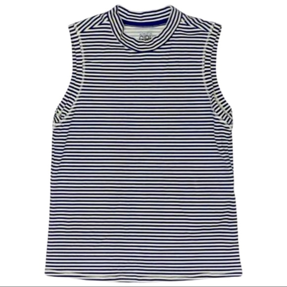ATHLETA GIRL Overlap Rash Guard Swim Top Navy Striped Sleeveless Size Large (12) - Picture 6 of 13